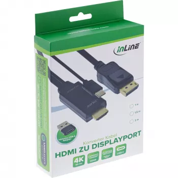 Aktīvais video pārveidotājs InLine 17162I 3840x2160 HDMI uz DisplayPort, 2m