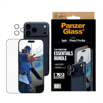 PanzerGlass 2-in-1 Essentials Bundle iPhone 17 Pro Max – ekrāna un kameras aizsardzība