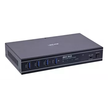 InLine 57885C KVM slēdzis 2-portu HDMI 2.1 8K@60Hz, melns, stiprināms plauktā