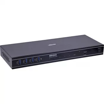 InLine 57885D KVM slēdzis 4 portu HDMI 2.1 8K60Hz, uzstādāms statīvā, melns