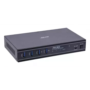 InLine 57885E KVM slēdzis, 2 porti, HDMI + USB-C, 4K@60Hz, metāla korpuss, melns