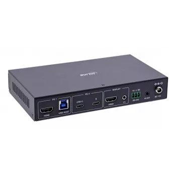 InLine 57885E KVM slēdzis, 2 porti, HDMI + USB-C, 4K@60Hz, metāla korpuss, melns
