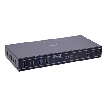InLine 57885H KVM slēdzis, 2-portu, HDMI 2.1, Dual Monitor, 8K60Hz, metāla korpuss, melns, montāžai statīvā