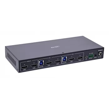 InLine 57885H KVM slēdzis, 2-portu, HDMI 2.1, Dual Monitor, 8K60Hz, metāla korpuss, melns, montāžai statīvā