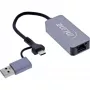 InLine 33380T USB 3.2 Ethernet tīkla adapteris līdz 5 Gb/s, USB-C un USB-A uz RJ45, pelēkā krāsā