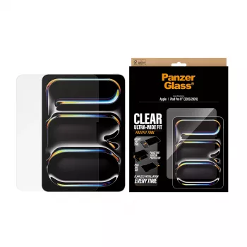 PanzerGlass rūdīta stikla ekrāna aizsargs iPad Pro 11 collu (2024–2025) — Ultra-Wide Fit, FastFit
