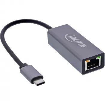 InLine 33380Q USB-C uz RJ45 Gigabitu Ethernet Adapteris Pelēks