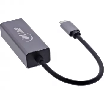 InLine 33380Q USB-C uz RJ45 Gigabitu Ethernet Adapteris Pelēks