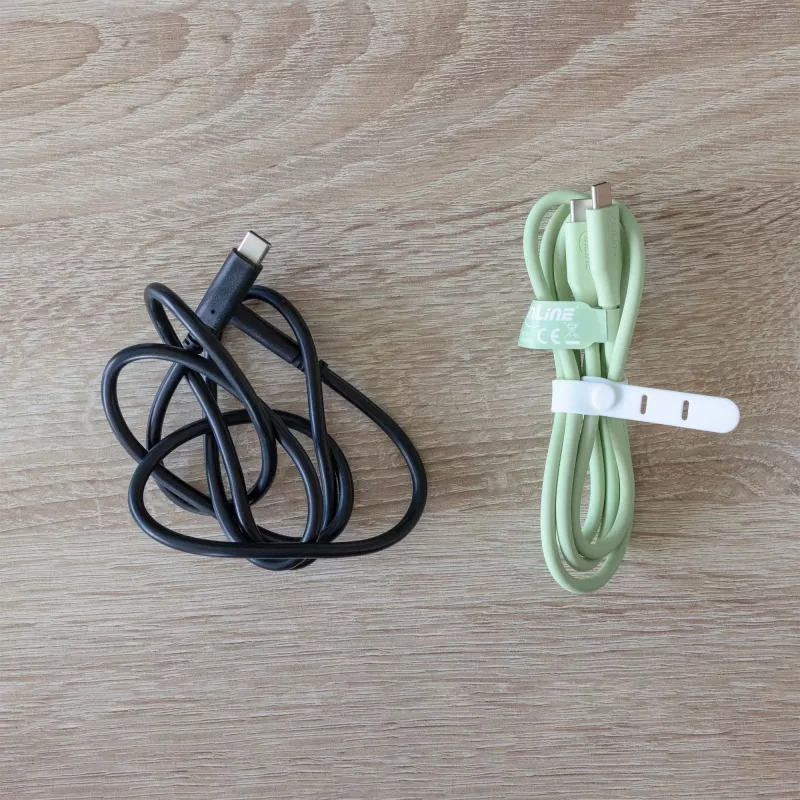 InLine 35891G USB-C–USB-C vads, USB 2.0, 480 Mbit/s, 100 W ātrā uzlāde, silikona, 1 m, Matcha Latte zaļš