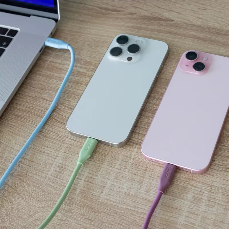 InLine 35891G USB-C–USB-C vads, USB 2.0, 480 Mbit/s, 100 W ātrā uzlāde, silikona, 1 m, Matcha Latte zaļš