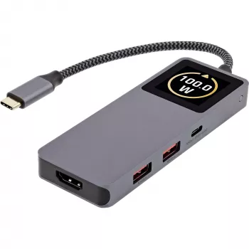 USB-C centrmezgls InLine 35392D USB 3.2 Gen 2 Type-C uz HDMI, USB-A, USB-C 10000 Mbit/s Pelēks
