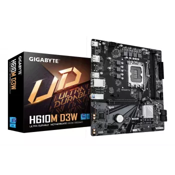 Mātesplate GIGABYTE H610M D3W LGA1700 12.–14. paaudzes Intel CPU, DDR5 līdz 5600MHz, 128GB, PCIe 3.0 M.2, 1GbE