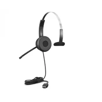 Lenovo 100 Mono austiņas ar mikrofonu, vadu, USB-A, melnas