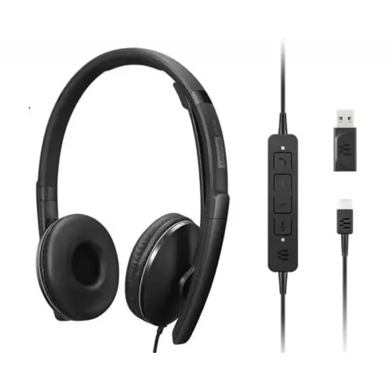 Lenovo 4XD1M39029 Austiņas ar trokšņu slāpēšanu, vadu, USB Type-C, melnas