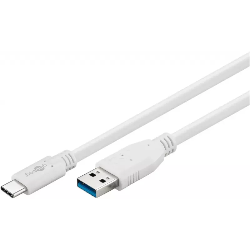 USB kabelis Goobay 67188 USB 3.2 Gen 1 1m USB C USB A Balts