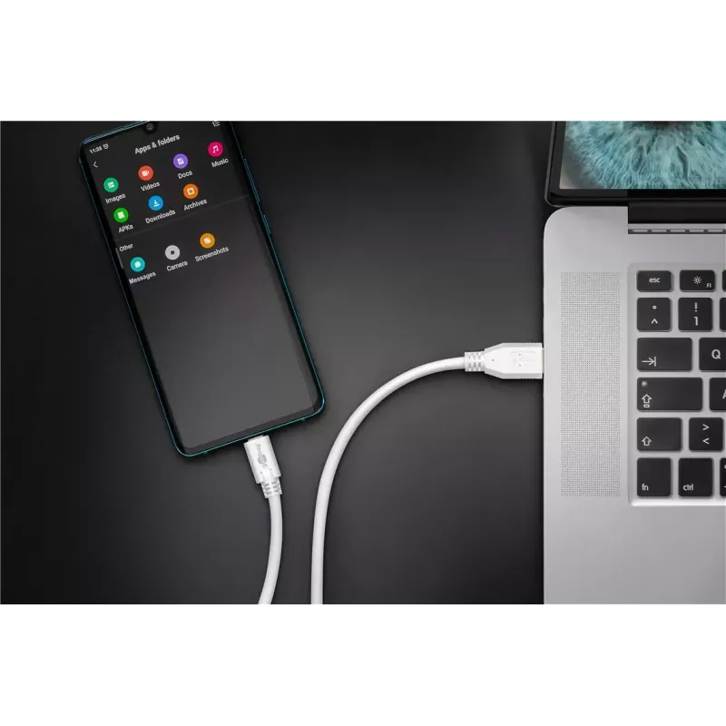 USB kabelis Goobay 67188 USB 3.2 Gen 1 1m USB C USB A Balts