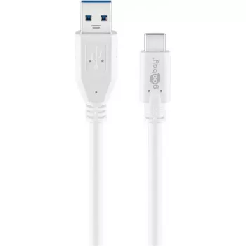 USB kabelis Goobay 67188 USB 3.2 Gen 1 1m USB C USB A Balts