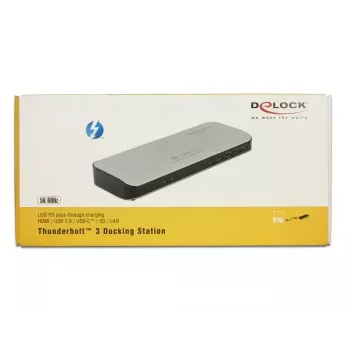 Doku klēpjdatoram DeLOCK 87725 Vadu Thunderbolt 3 Melns Sudrabs