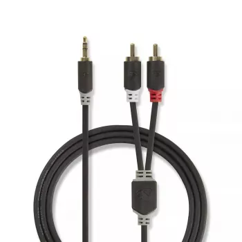 Nedis CABW22200AT10 audio kabelis 1m 3.5mm 2xRCA antracīts