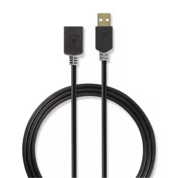 USB kabelis Nedis CCBW60010AT20 2 m USB 2.0 USB A Antracīts