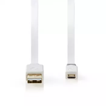 USB kabelis Nedis CCBW60500WT10 1m USB 2.0 A uz Micro-USB B Balts