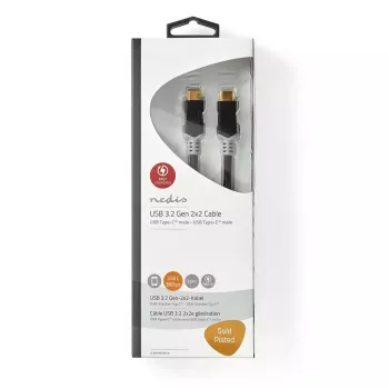 USB kabelis Nedis CCBW64020AT20 USB4 Gen 2x2 2 m USB C melns/sudrabs