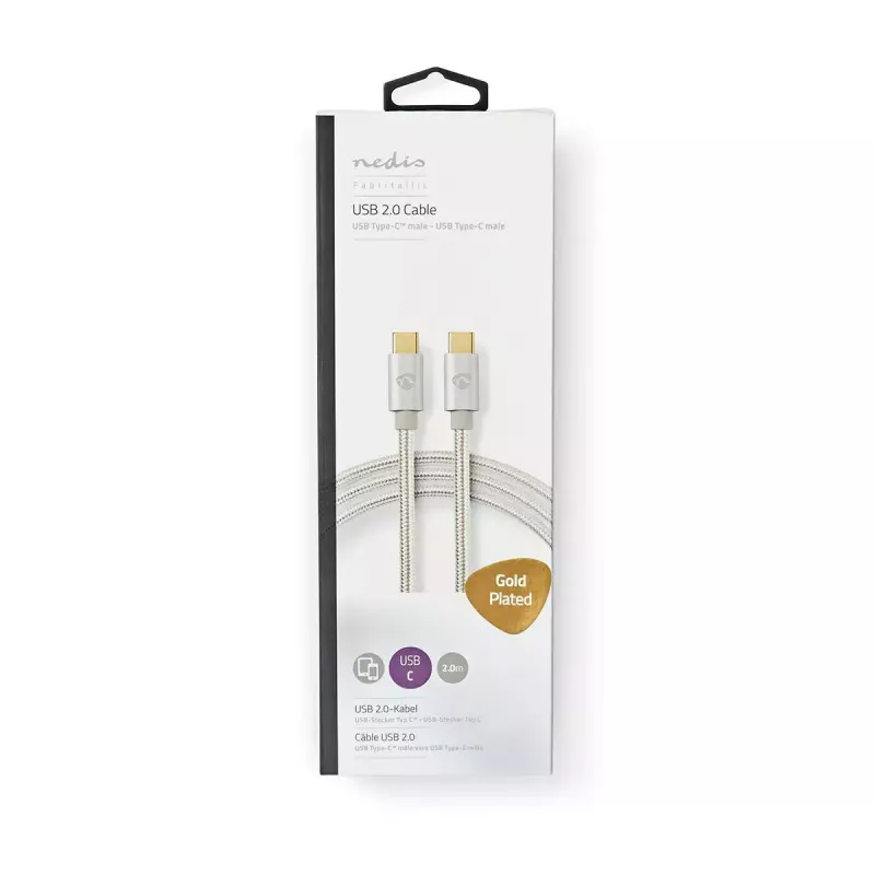 USB kabelis Nedis CCTB60700AL20 2m USB-C alumīnija USB 2.0
