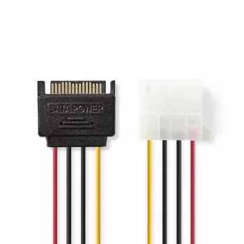 Nedis CCGP73530VA015 iekšējais strāvas kabelis 0.15 m SATA 15-pin uz Molex 4-pin