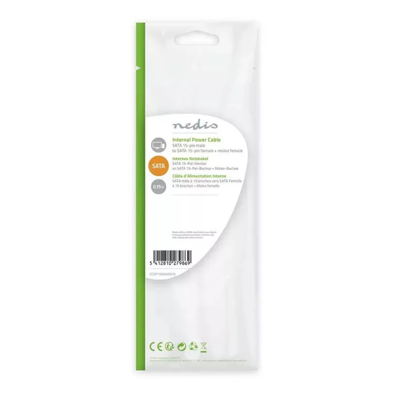 Nedis CCGP73555VA015 iekšējais strāvas kabelis 0.15 m SATA 15-pin Molex