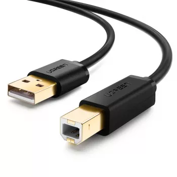 USB 2.0 kabelis UGREEN 10350 — USB A uz USB B, 1,5 m, apzeltīti kontakti, melns