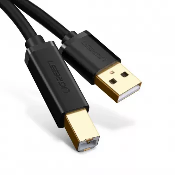 USB 2.0 kabelis UGREEN 10350 — USB A uz USB B, 1,5 m, apzeltīti kontakti, melns