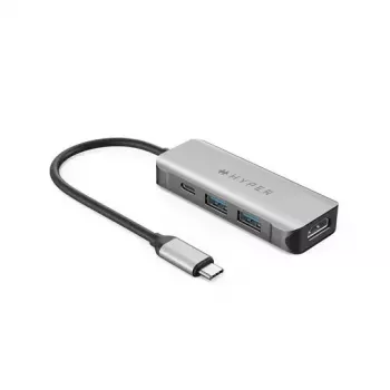 Doku klēpjdatoram HYPER HD41-GL USB 2.0 Type-C Melna Pelēka