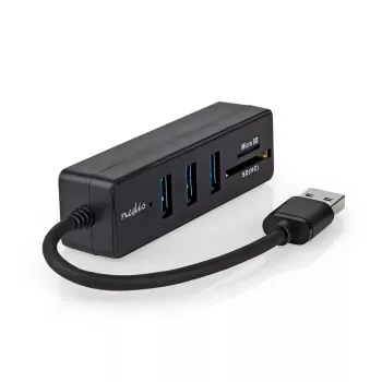 USB centrmezgls Nedis CCGB61250BK01 USB 3.2 Gen 1 Type-A 5000 Mbit/s Melns