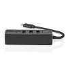 Nedis CCGB64250BK01 USB-C centrmezgls — 3× USB-A 3.2 Gen 1 + SD/MicroSD karšu lasītājs, 5 Gbit/s