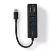 Nedis CCGB64250BK01 USB-C centrmezgls — 3× USB-A 3.2 Gen 1 + SD/MicroSD karšu lasītājs, 5 Gbit/s