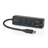 Nedis CCGB64250BK01 USB-C centrmezgls — 3× USB-A 3.2 Gen 1 + SD/MicroSD karšu lasītājs, 5 Gbit/s