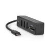 Nedis CCGB64250BK01 USB-C centrmezgls — 3× USB-A 3.2 Gen 1 + SD/MicroSD karšu lasītājs, 5 Gbit/s