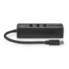 Nedis CCGB64250BK01 USB-C centrmezgls — 3× USB-A 3.2 Gen 1 + SD/MicroSD karšu lasītājs, 5 Gbit/s