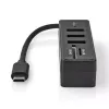 Nedis CCGB64250BK01 USB-C centrmezgls — 3× USB-A 3.2 Gen 1 + SD/MicroSD karšu lasītājs, 5 Gbit/s