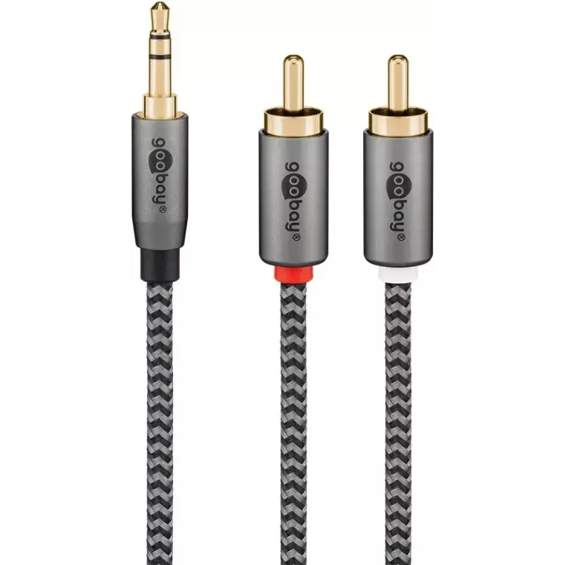 Audio kabelis WENTRONIC Goobay 65289 — 3 m, 3,5 mm vīrišķais uz 2×RCA vīrišķais, varš, apzeltīti kontakti