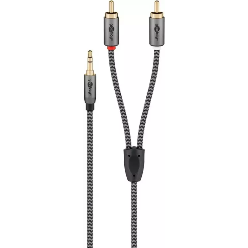 Audio kabelis WENTRONIC Goobay 65289 — 3 m, 3,5 mm vīrišķais uz 2×RCA vīrišķais, varš, apzeltīti kontakti