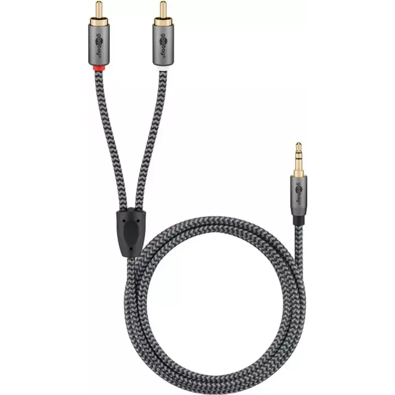 Audio kabelis WENTRONIC Goobay 65289 — 3 m, 3,5 mm vīrišķais uz 2×RCA vīrišķais, varš, apzeltīti kontakti