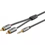 Audio kabelis WENTRONIC Goobay 65289 — 3 m, 3,5 mm vīrišķais uz 2×RCA vīrišķais, varš, apzeltīti kontakti