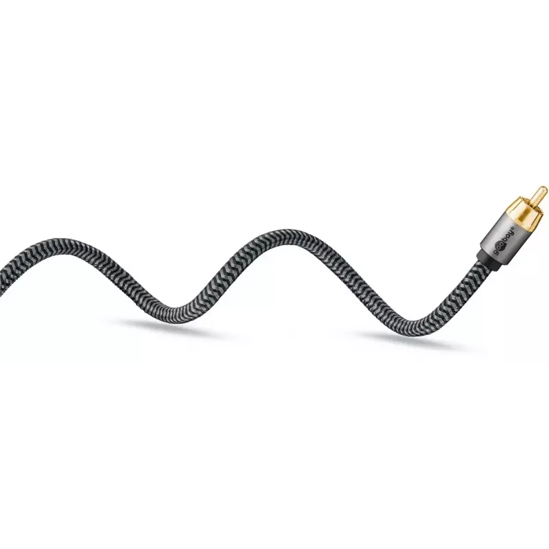 Audio kabelis WENTRONIC Goobay 65300 — 2 m, 2×RCA (tēviņš) uz RCA (tēviņš), varš, pozeltēti kontakti, magnētiski ekranēts