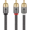 Audio kabelis WENTRONIC Goobay 65300 — 2 m, 2×RCA (tēviņš) uz RCA (tēviņš), varš, pozeltēti kontakti, magnētiski ekranēts