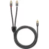 Audio kabelis WENTRONIC Goobay 65300 — 2 m, 2×RCA (tēviņš) uz RCA (tēviņš), varš, pozeltēti kontakti, magnētiski ekranēts