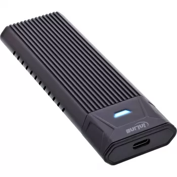 InLine USB3.2 Gen.2 USB-C uz M.2 SSD (PCIe NVMe un SATA) ārējais korpuss