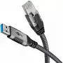 Goobay USB A uz RJ-45 pārveidotājkabelis 15m Melns Sudrabs
