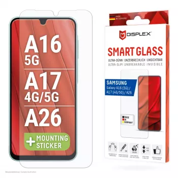 Displex Smart Glass (9H) Samsung Galaxy A26/A16 (5G)/A17 (4G/5G) - nesalaužams stikls ar montāžas uzlīmi