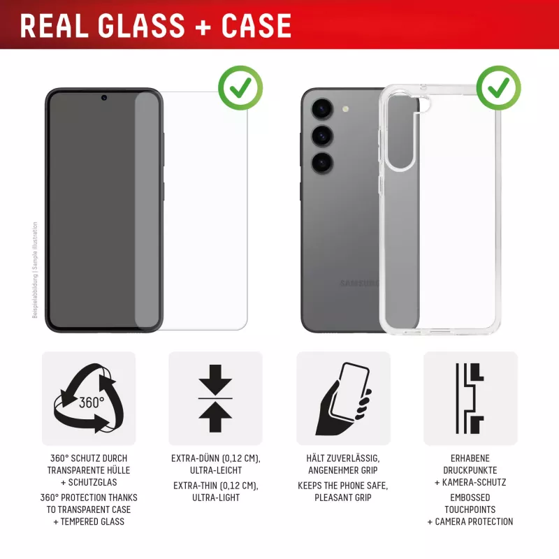 Displex ekrāna aizsargstikls + maciņš Samsung Galaxy S25 Ultra, EASY-ON® Eco montāžas rāmis, skrāpējumiem izturīgs